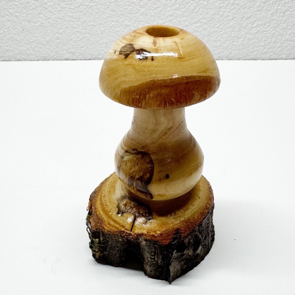 Hand Crafted Wood Mushroom Bud Vase M4